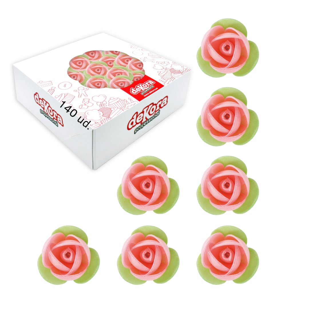 Dekora - Cupcake und Tortendeko Essbar - Essbare Blumen für Torte aus Esspapier in Rosa und Geschmacksneutral Ø 3,5 cm - Glutenfrei, Zuckerfrei und für Veganer Geeignet - 140 Stück
