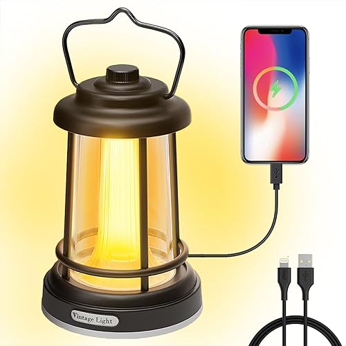 Linternas recargables para cortes de energía, cargador de teléfono, 7 modos de regulación, linterna retro para campamento, 500 lúmenes, IPX4