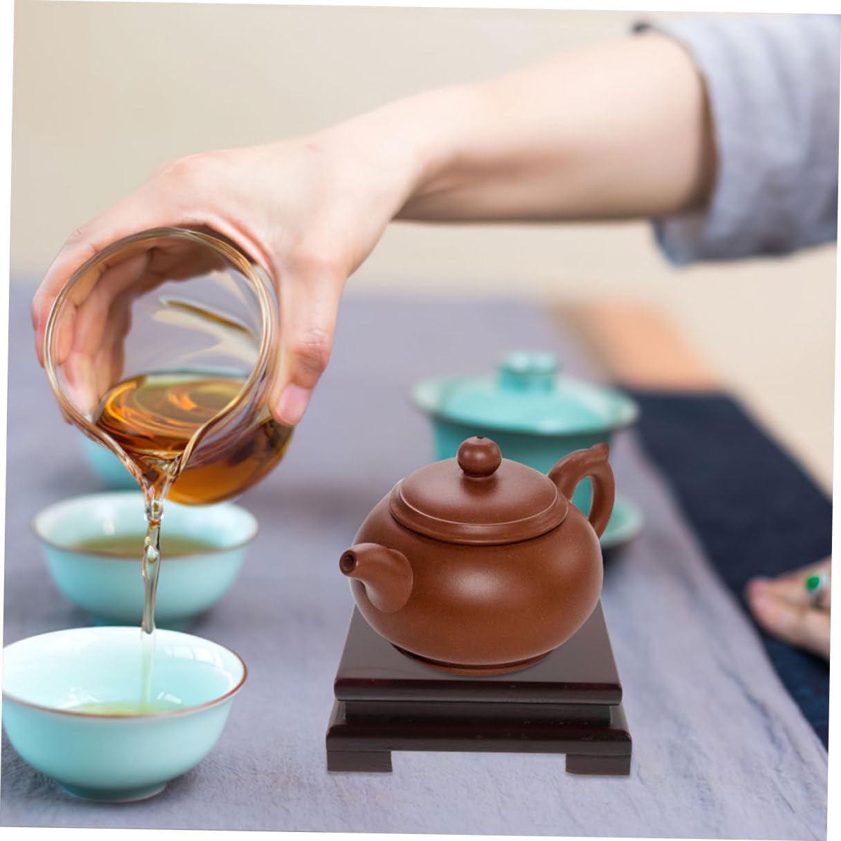 Wooden Plant Pot Riser Square Base 23cm Mdf Solid Wood Display Stand for Indoor Succulent Plants Vase Fish Bowl Holder Home Décor