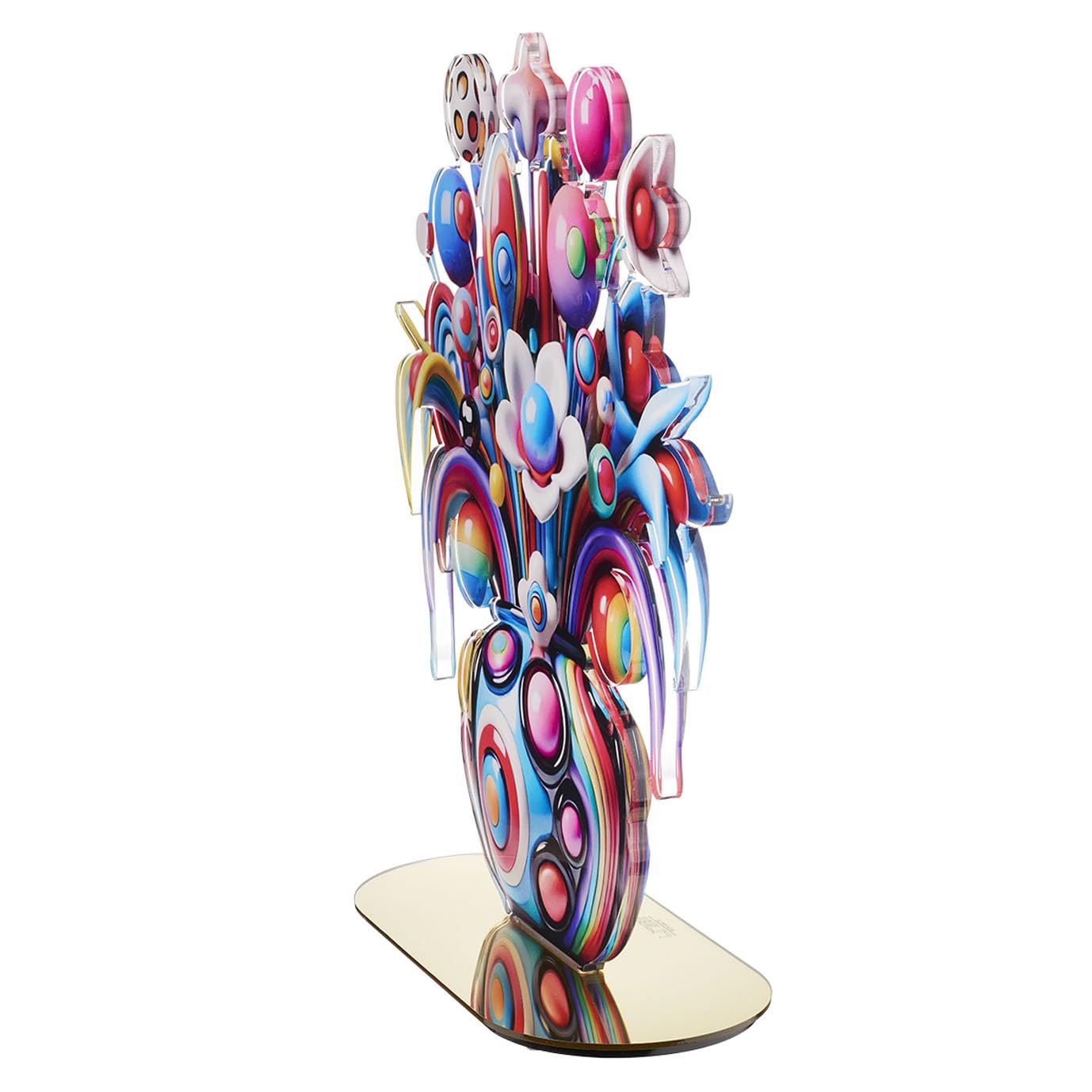LINEE Recanati - LOLLY POP Scultura Soprammobile Centrotavola Decorativo a Forma di Vaso in PMMA – Oggetto d’Arredo Pop Floreale per Casa e Ufficio – 36×13×42 cm circa – Made in Italy(DUE)