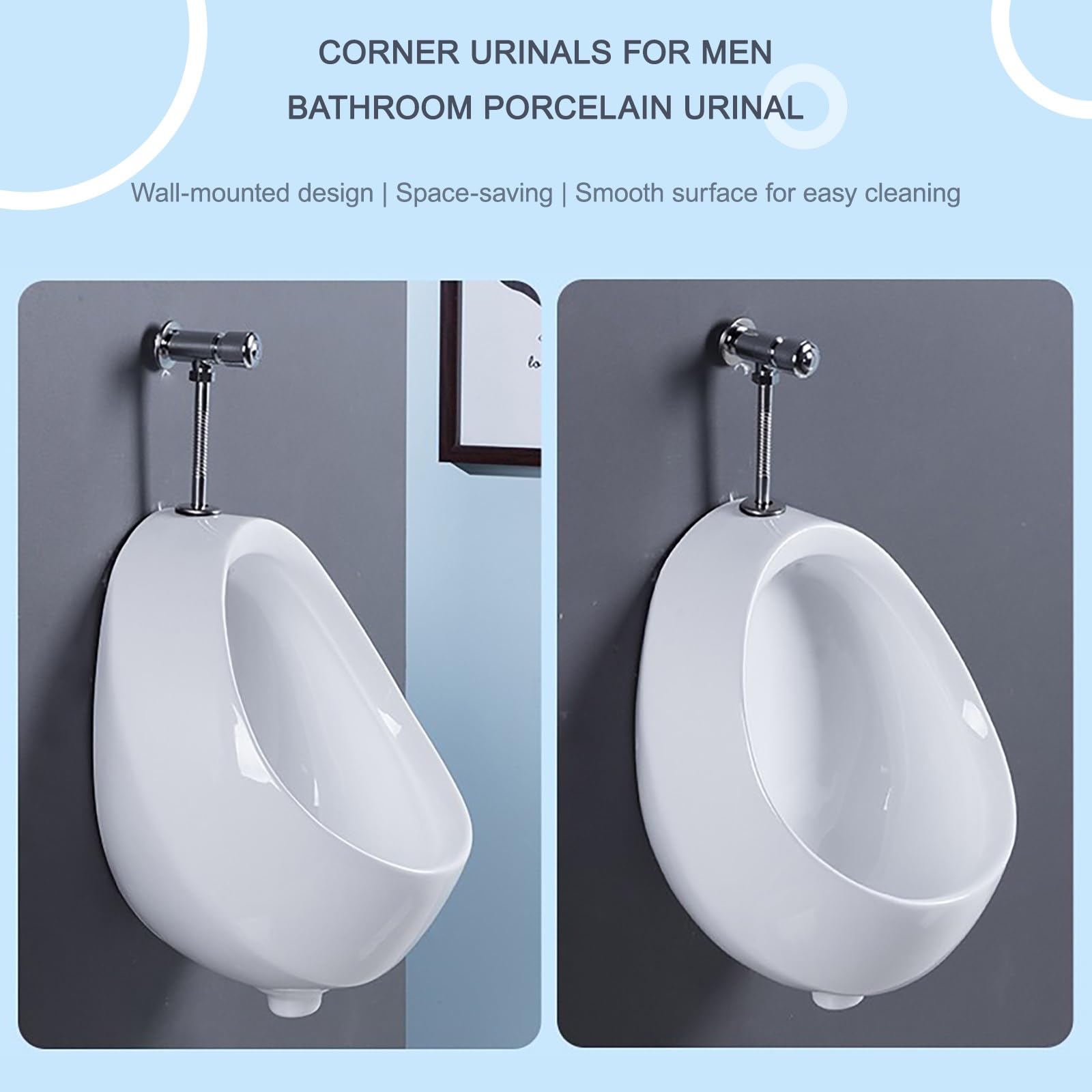 Pisuar ścienny dla dorosłych mężczyzn – porcelanowy narożny pisuar do łazienek, komercyjny design antyzapachowy z systemem odprowadzania cielęciny, oszczędzający miejsce solut