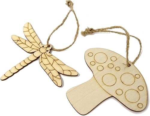 Miniatura 4 de Honbay 40 piezas de recortes de madera de primavera sin terminar de madera, mariposa, girasol, escarabajo, flor, libélula hongo, abeja, caracol,