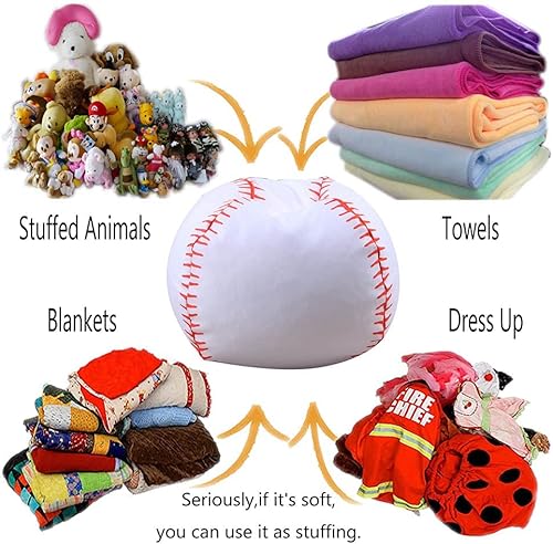 Miniatura 43 de LMYOVE Funda para puf de almacenamiento de animales de peluche (sin relleno, funda para silla de puf de voleibol para niños, para almacenamiento,