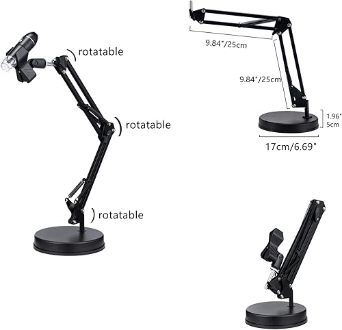 Miniatura 2 de Soporte de escritorio de 21.6 pulgadas de altura para microscopio digital USB, altura ajustable de 21.6 a 6 pulgadas, compatible con cámara de