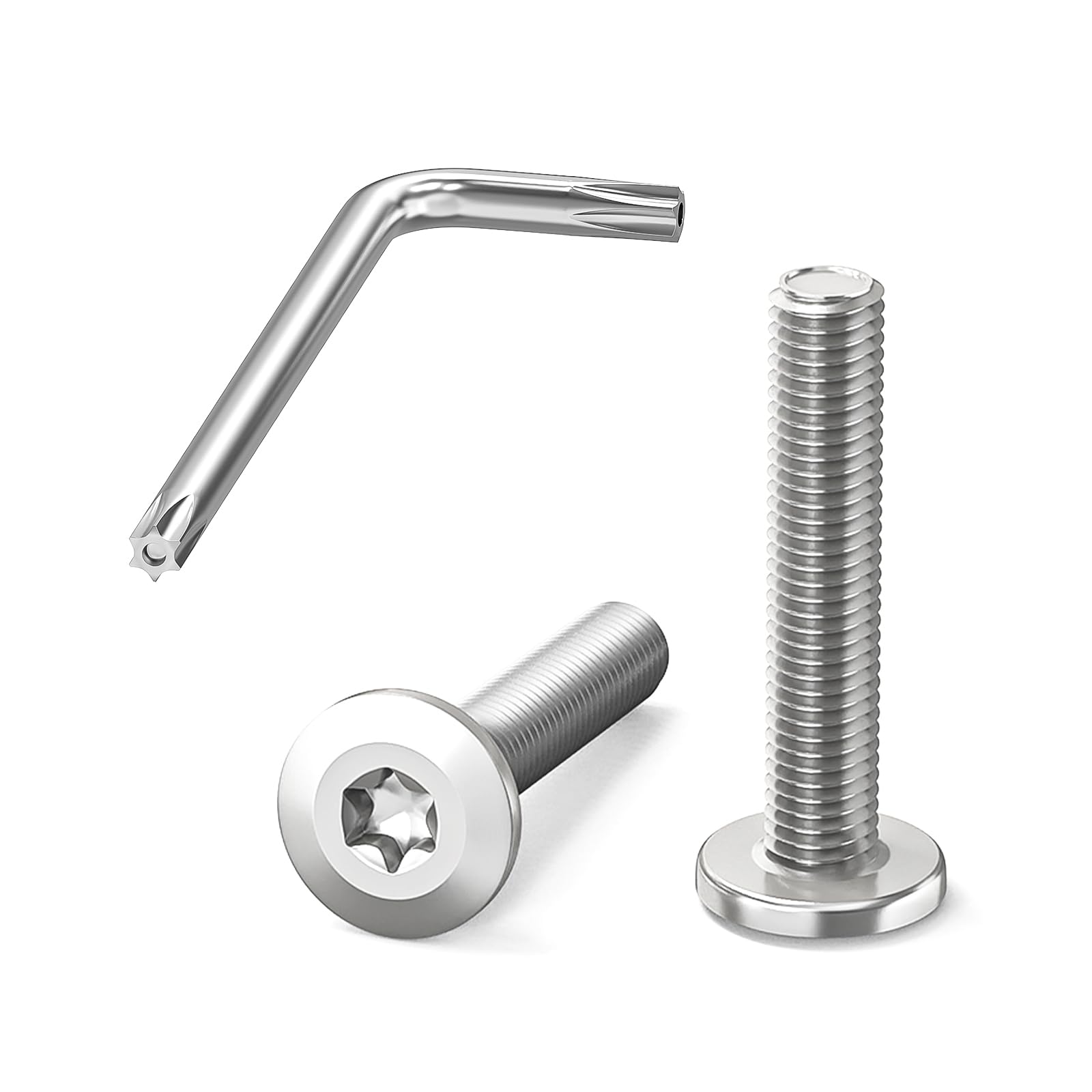 Dayalo 20 sztuk śrub z łbem płaskim M5, śruby Torx M5 x 25 mm, stal nierdzewna, A2, V2A, śruby metalowe z kluczem Torx, wysoka wytrzymałość, ochrona przed korozją