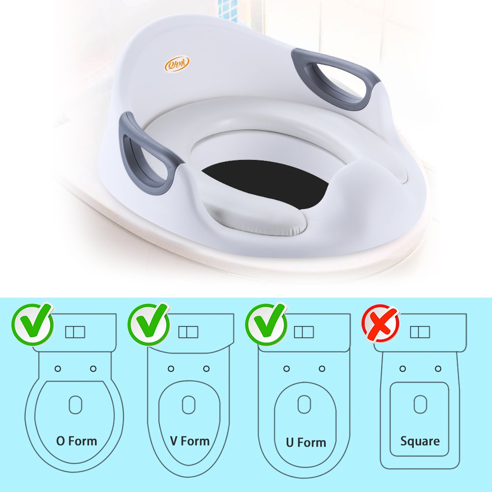 Riduttore Toilet per Bambini, Bambino Allenatore Vasino Sedile del water, Secure antiscivolo, Corrimano su entrambi i lati, Riduttore WC per Bambini Fit ragazzi e ragazze, Bianco