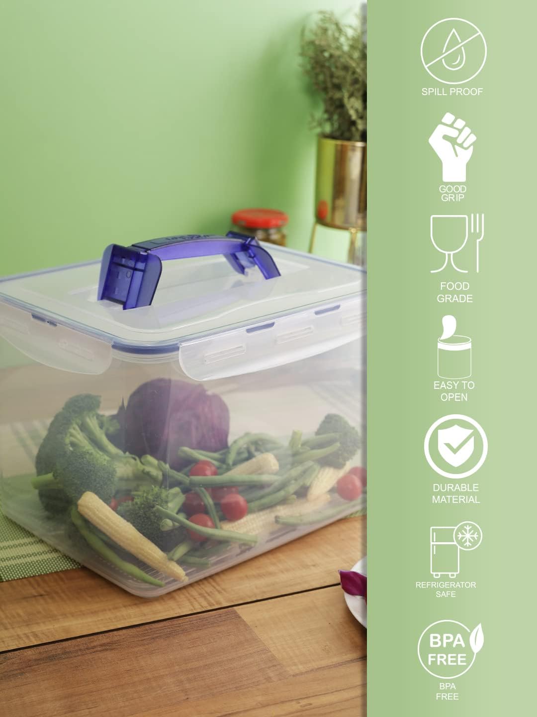 LOCK & LOCK 41.6-Cup 338-Fluid Ounce Rectangular Container with Handle and Tray, Tall