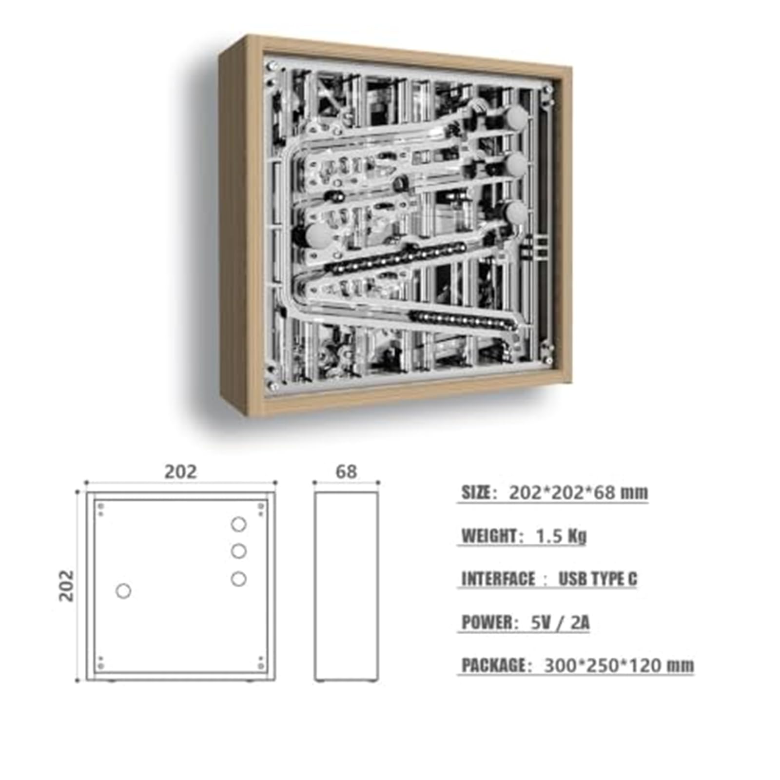 Holz-Rollkugel-Timer, Mechanischer Countdown-Timer Mit 4 Rollbahnen, Kreatives, Entspannendes ZeitmessgeräT FüR Zuhause, BüRo Und Als Schreibtischdekoration
