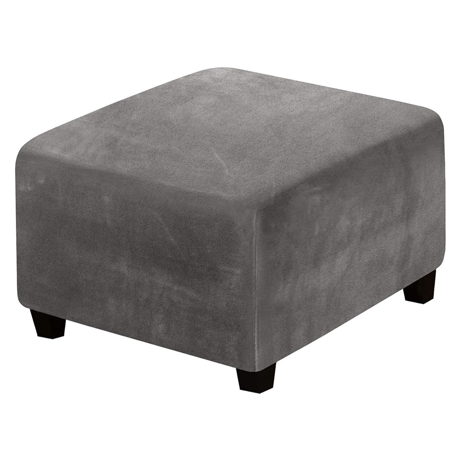 Housse de Pouf carrée en Velours Extensible, Housse de Repose-Pieds carrée Pliante avec Protection de canapé inférieure élastique for Le Salon(Grigio)