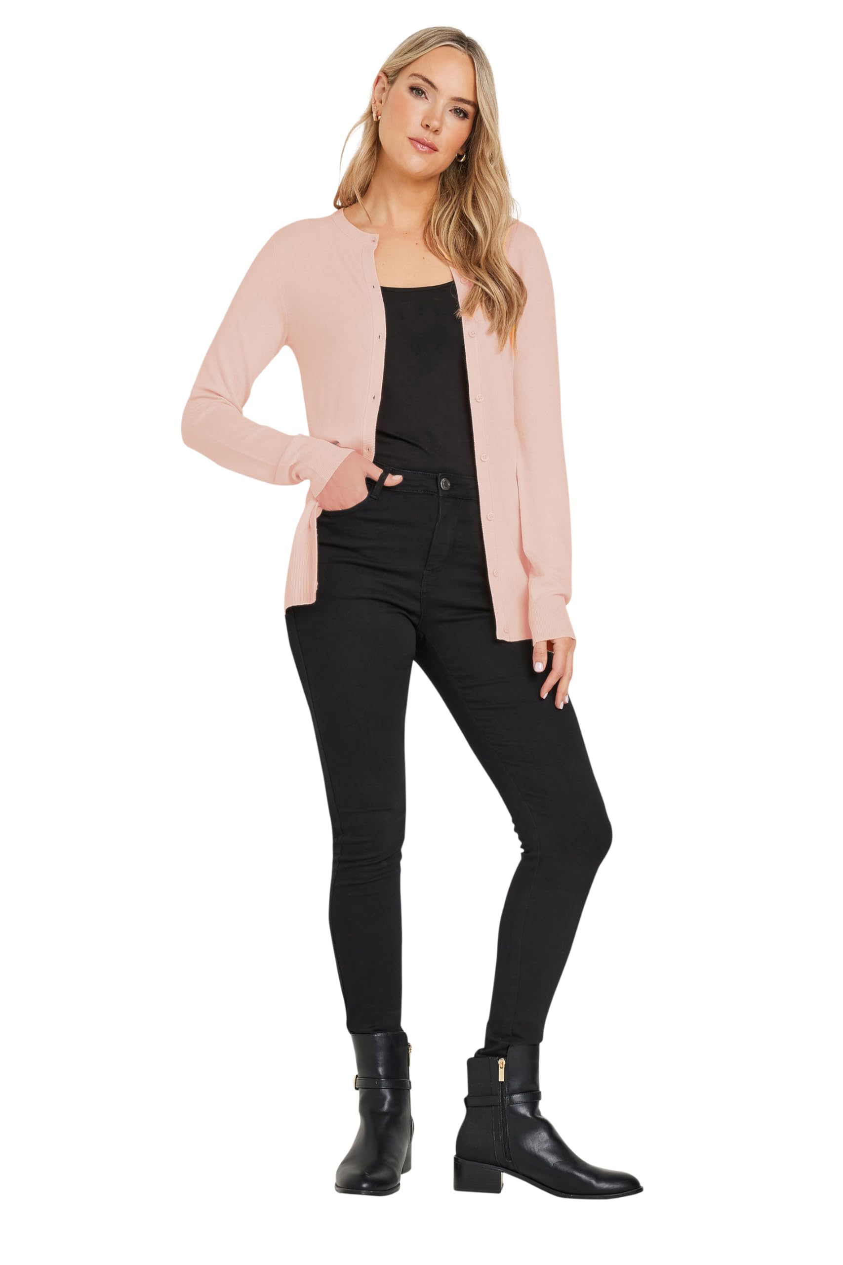 Long Tall Sally - Lts Tall Blush Pink Button Down Knit Cardigan - Women's