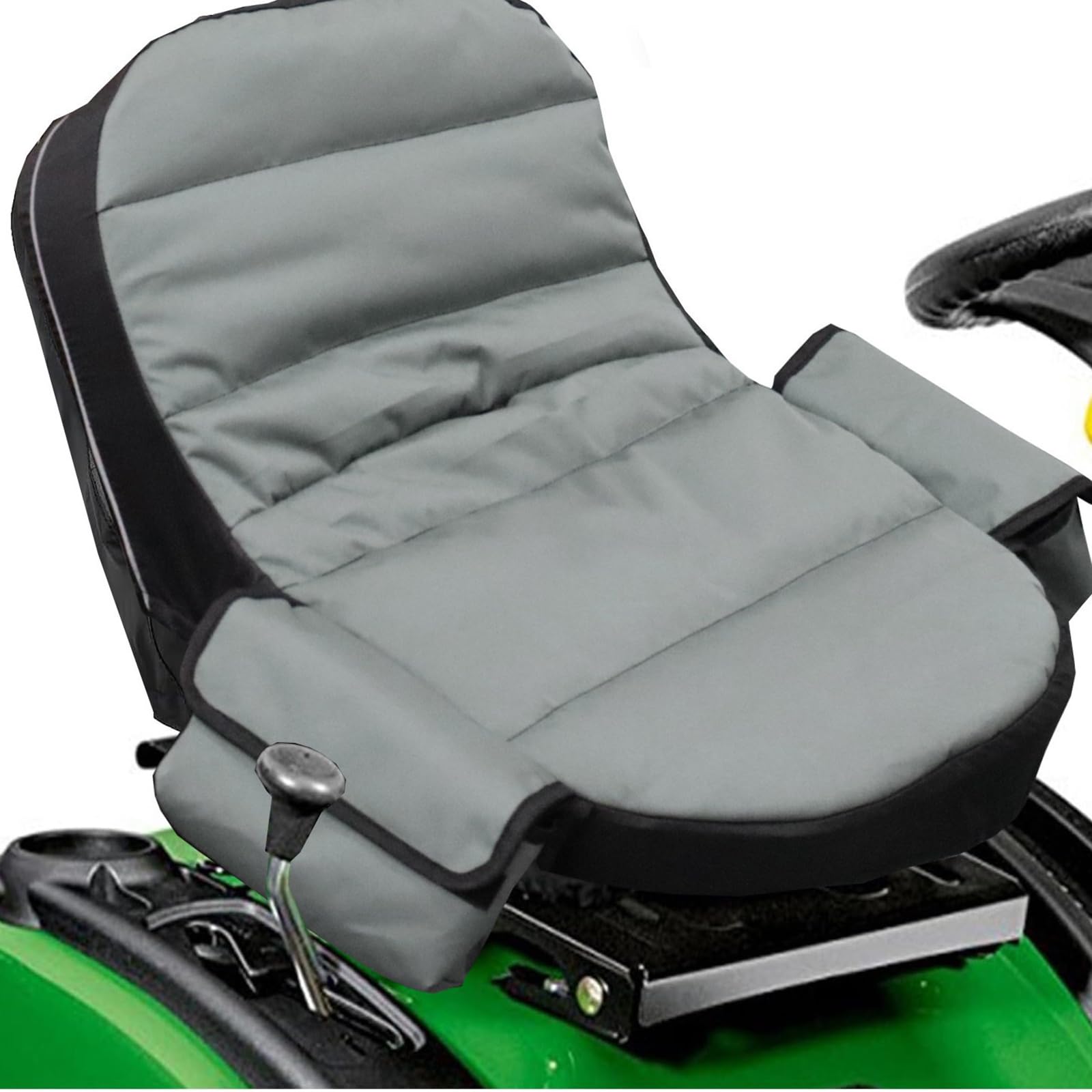 FALMDCQ Tractor Seat Cover, Compatible with John Deere X758 2013-2026, Riding Lawn Mower Seat Protector with Dual Storage Pockets,3-Grey A