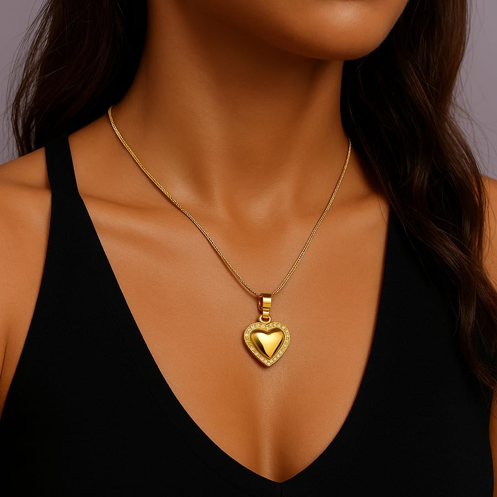 Dainty 14K Gold Plated Heart Necklace for Women - Diamond-Cut Cubic Zirconia Faith Pendant, Adjustable Chain, Spiritual Love Gift for Her - Image 3