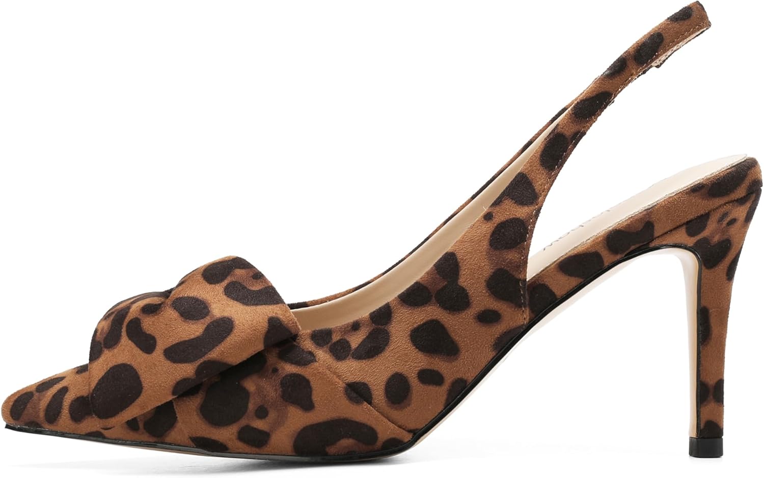 Women's Slingback Pumps Bow Pointed Toe Pumps with Elasticated Strap Pumps for Women 3.3" High Heels Evening Comfy Dress Shoes - Image 3