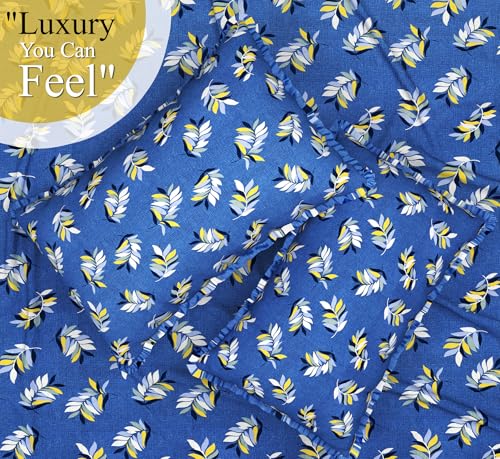 Image of BSB HOME 100% Cotton Double Bed Bedsheet Set | 144 TC Soft & Breathable | Blue White Leaf Print with 2 Pillow Covers | Wrinkle Free | for Bedroom & Gifting (90 x 90 Inches)