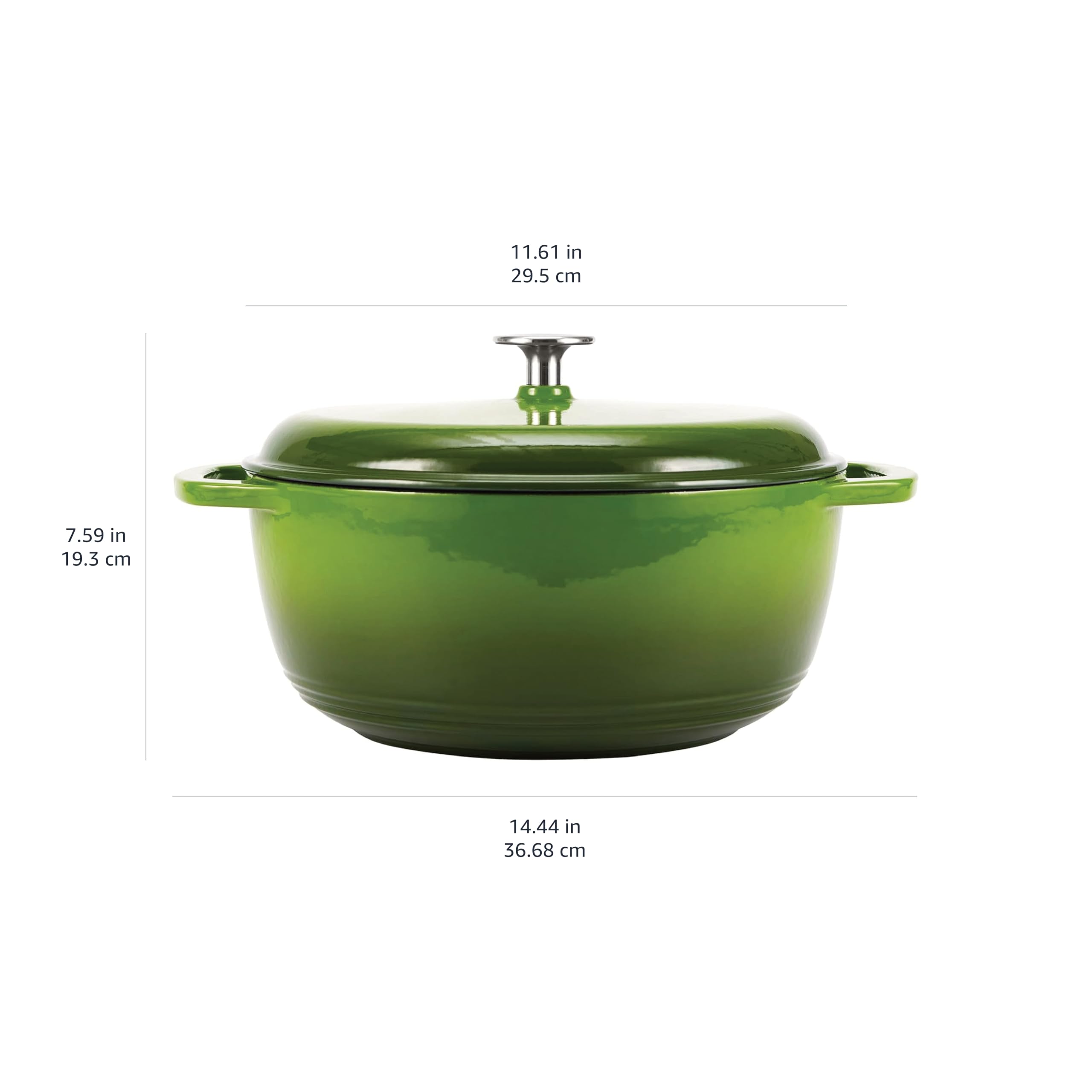 Amazon Basics Rotondo Casseruola forno olandese in ghisa smaltata, 6.9 L, Verde
