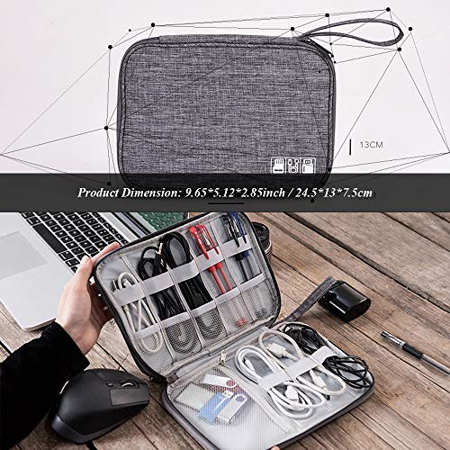 Electronic Organizer Cable Organizer Compact Travel Organizer Bag Electronics Accessories Cases Storage Bag Waterproof for Cable USB SD Card Power Bank Earphone (Black)