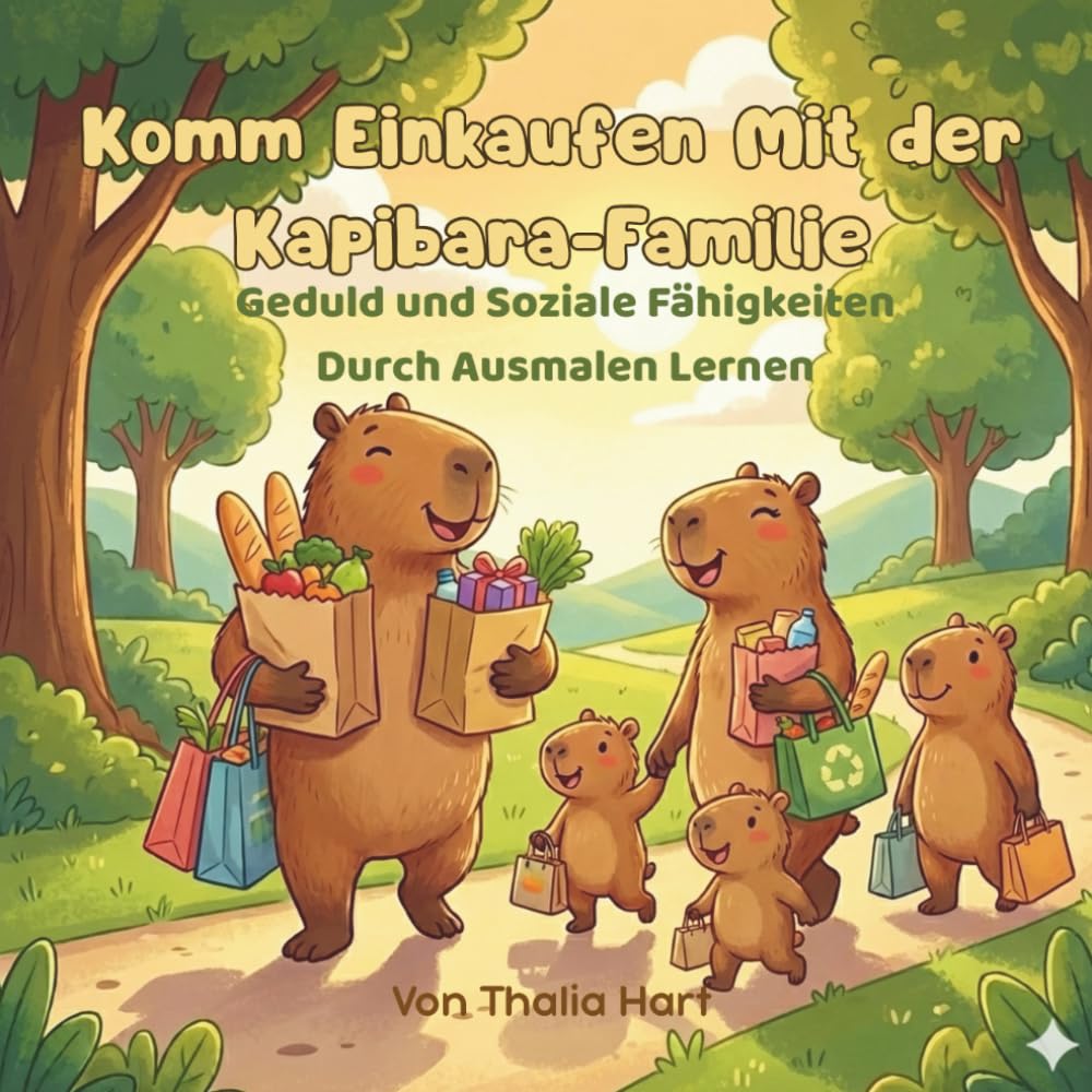 Komm Einkaufen Mit der Kapibara-Familie: Geduld und Soziale Fähigkeiten Durch Ausmalen Lernen