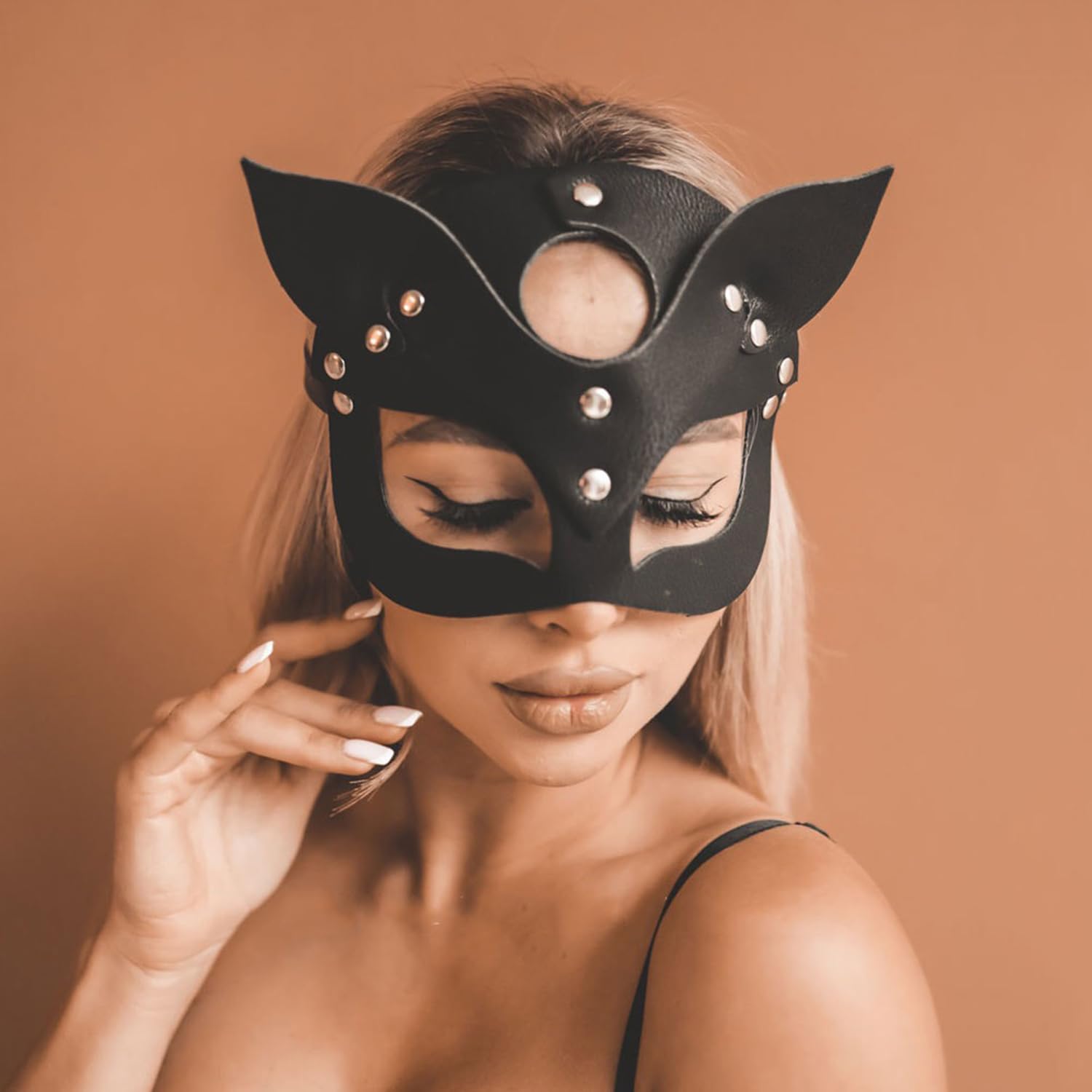 Catwoman maska dla kobiet, maska z kotem na pół twarzy, skóra kota, czarna skóra kota, maska Cosplay na Halloween, maskaradę, karnawał