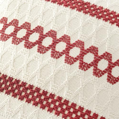 Image of MIULEE Set of 2 Christmas Red Boho Decorative Pillow Covers 18x18 Inch