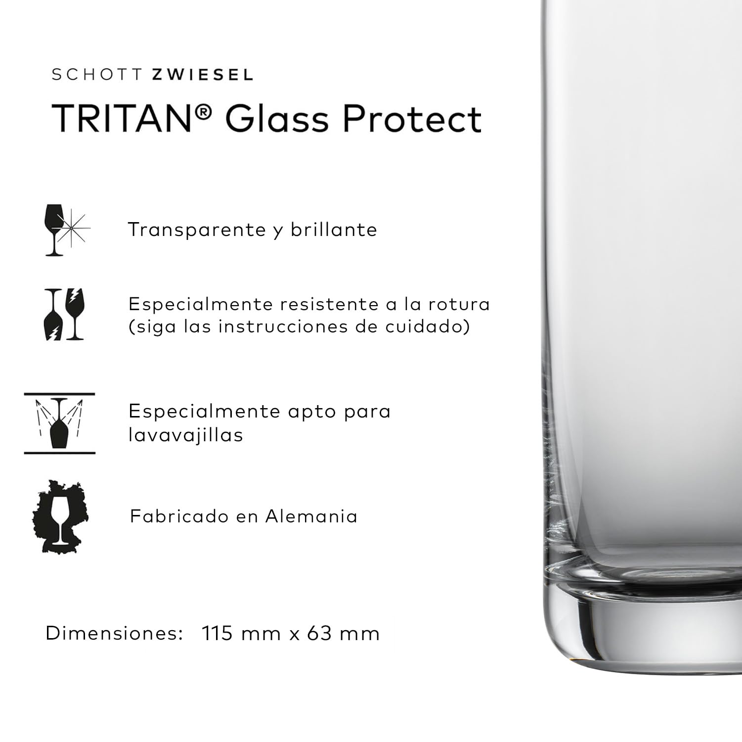 SCHOTT ZWIESEL Vaso Allround Simple (juego de 6), vaso recto para agua o zumo, cristal Tritan apto para lavavajillas, fabricado en Alemania (Art. nº 123661)