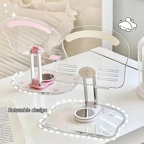 Miniatura 5 de XIHAMA Soporte acrílico para tableta con base giratoria de 360, soporte plegable ajustable transparente para iPad de escritorio para iPadProAir y
