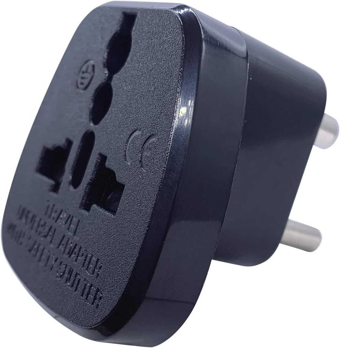 Type D Round Pins Indian Travel Plug Adapter with Ground and Safety Shutter, UAE/EU/DE/US/JP/UK Plug Suitable for India/Nepal/Pakistan Socket (1 Piece)