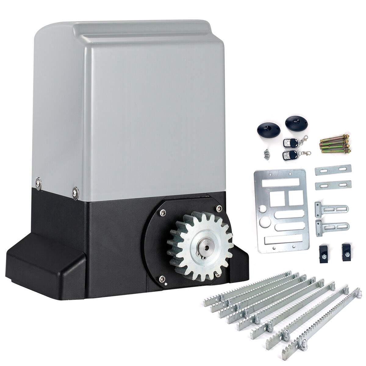Cozyel Automatic Rack Sliding Gate Opener Kit 550W Heavy Duty Electric Gate Operator for Gate Up to 1200kg gate Motor, Rack Driven Security Gate Operator with 4 m Rack, Remote Control, Infrared Sensor