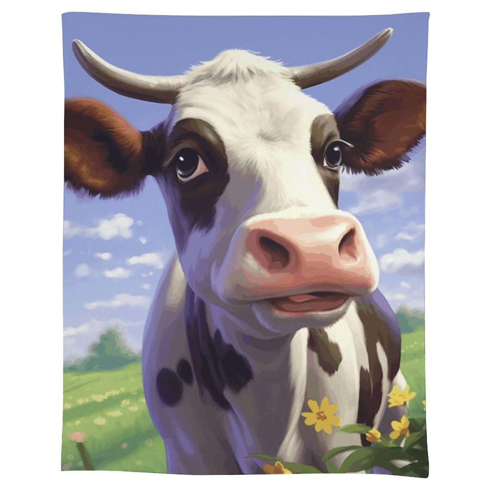 Nappe anti-tache motif vache en polyester 300D lavable pour les repas de famille