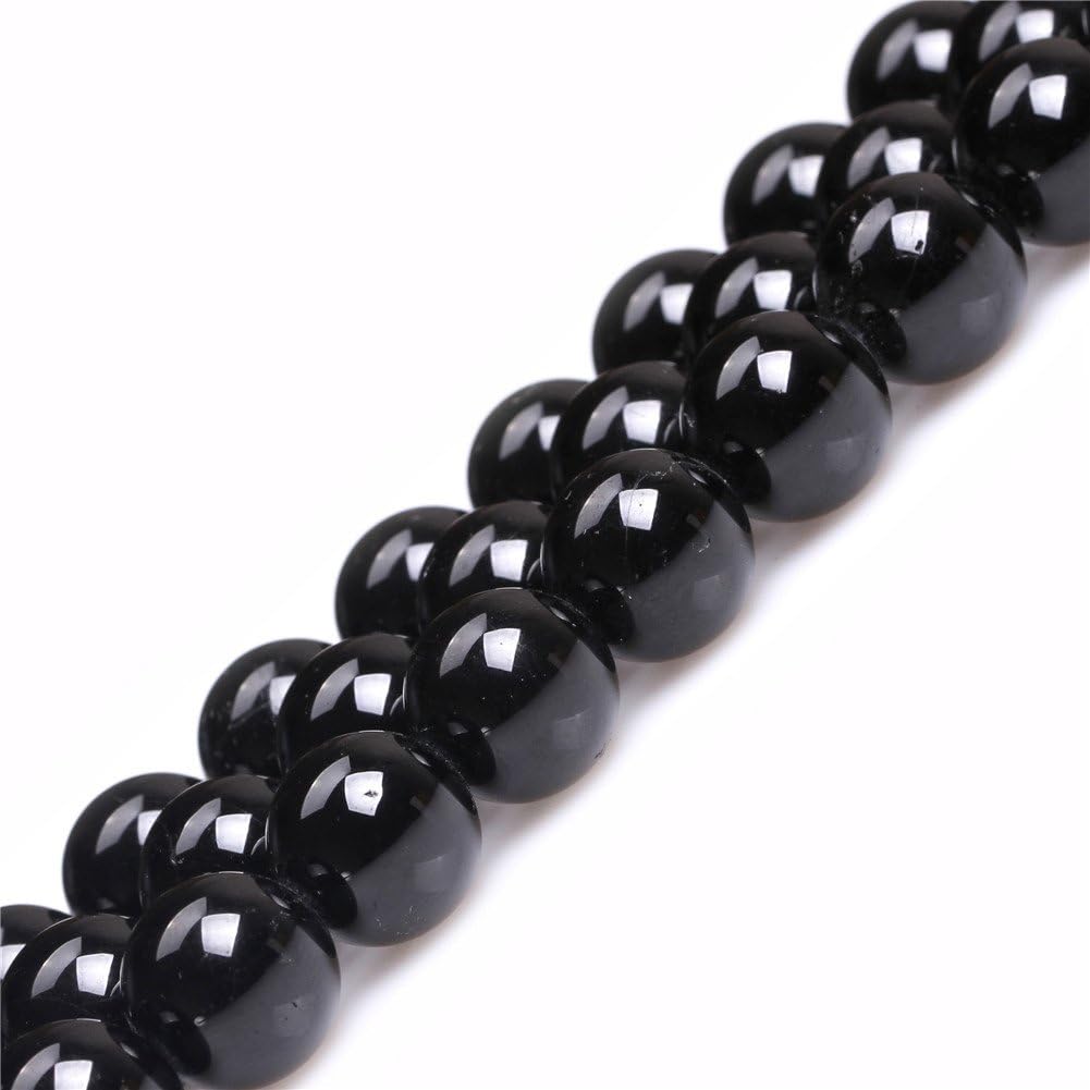 Sweet & Happy Girl's Store 12mm Round Black Tourmaline Gemstone Beads Strand 15 Inch,Jewellery Making Beads - Image 3