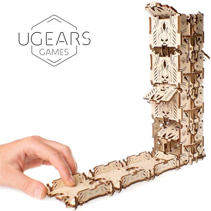 Ugears Modular Dice Tower, Wood Laser Cut, DIY, Self Assembling Set, Easy Roller Perfect Board Game