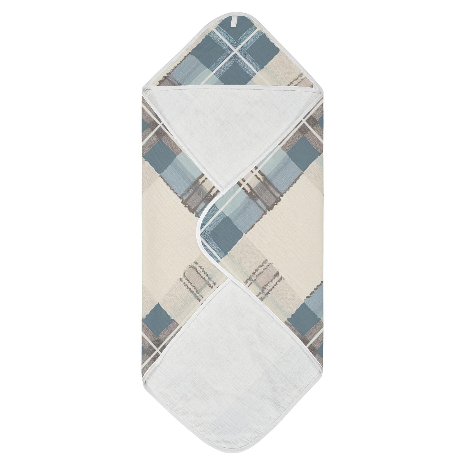 PaChyLuu Fashionable Buffalo Plaid Baby Hooded Towel Soft Cotton Baby Towels Ultra Absorbent Bath Towel for Babies Boys Girls, 30x30 Inch
