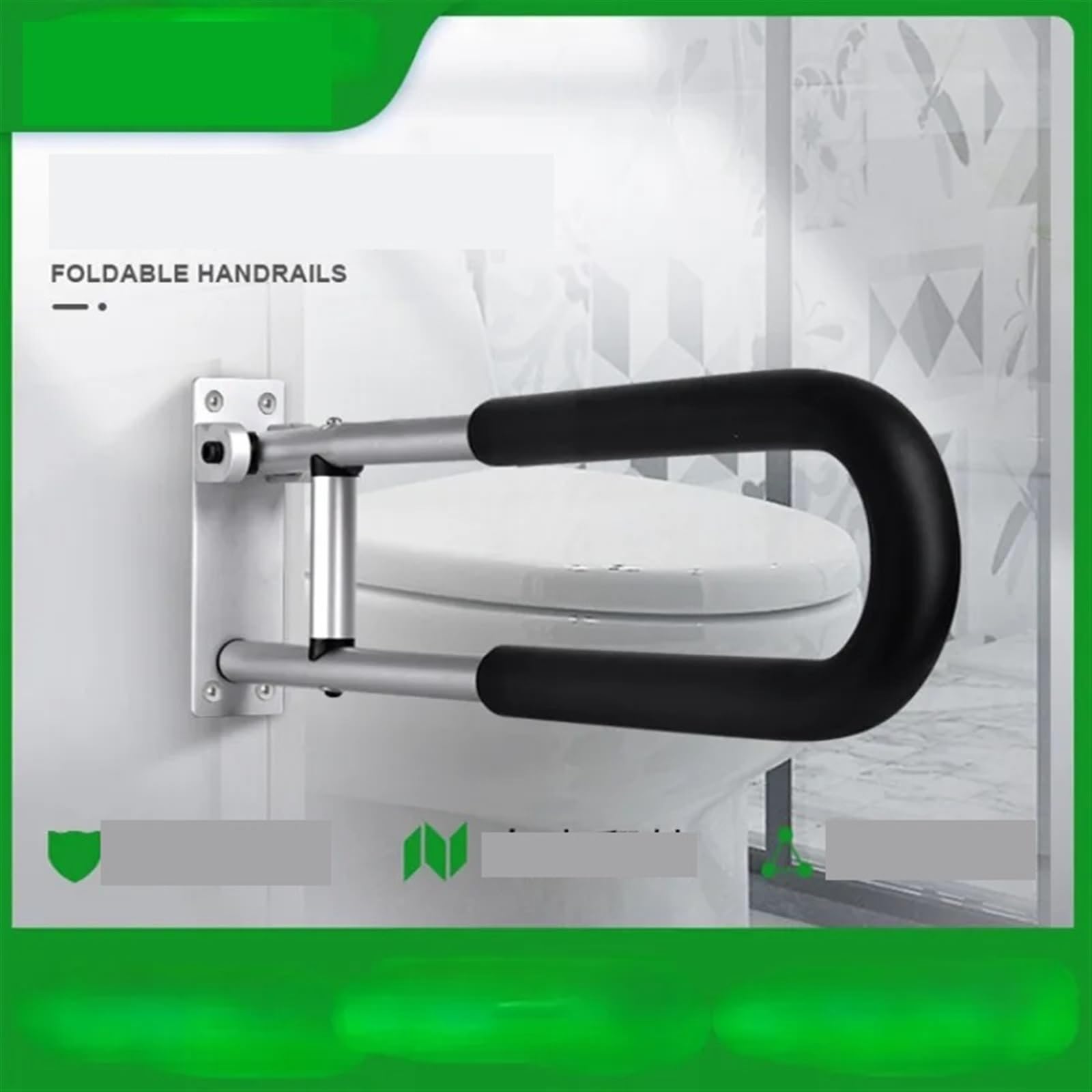 Barra Abatible Baño Barra de agarre for inodoro con diseño abatible hacia arriba, pasamanos seguridad for baño acero inoxidable 23,6 pulgadas