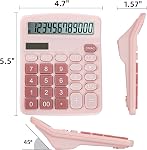 Noamus 4 Pack Basic Calculators, Handheld Desktop Standard Calculators, Solar Battery Dual Power 12 Digit Desk Calculator with Large LCD Display and Big Sensitive Button for Office School Pink Blue