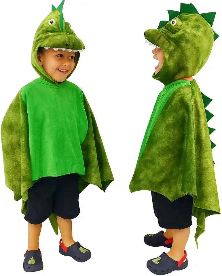 Fantasia Dinossauro Infantil Capa Verde Luxo Meninos Carnaval Halloween