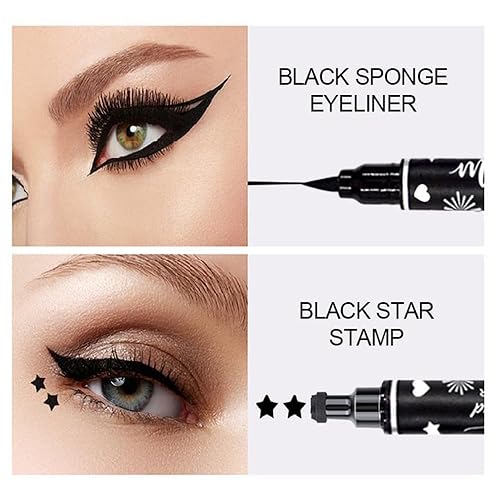 Miniatura 7 de DOGROT Lápiz delineador de ojos con alas, delineador de ojos líquido de doble cabeza, delineador de ojos negro de larga duración para mujeres, en