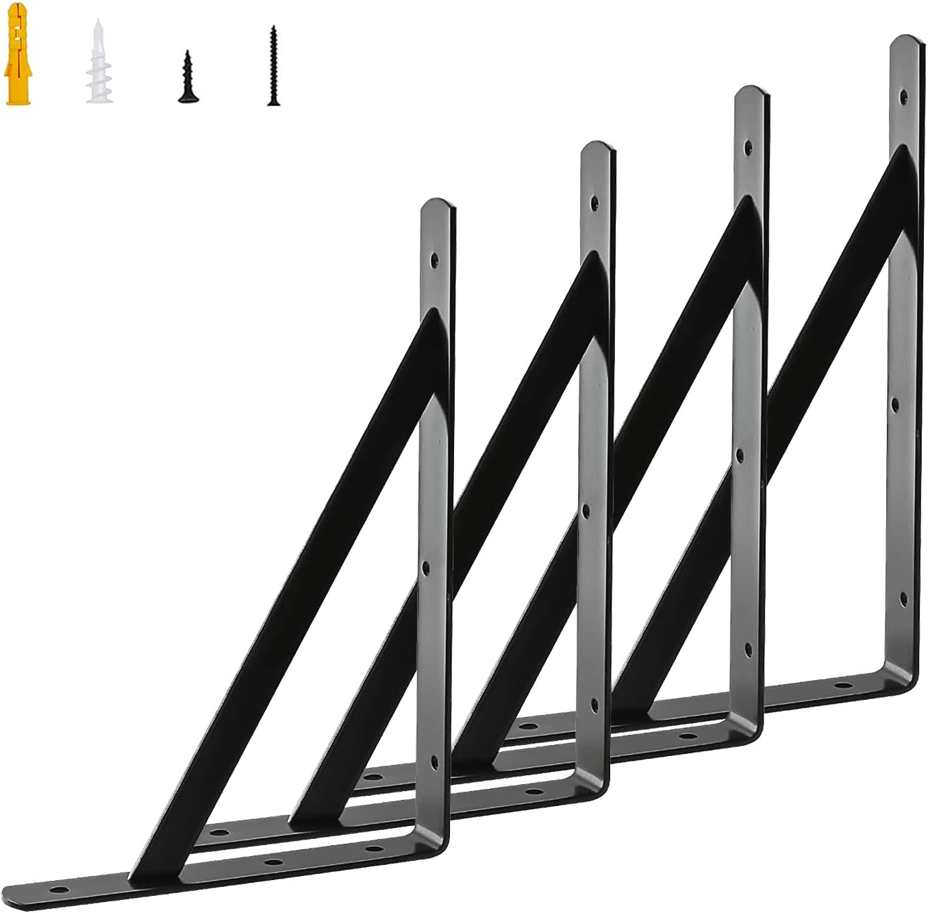 Reedy Heavy Duty Shelf Brackets 8 Inch 12 Inch L Shaped 90 Degree Angle Brackets for Floating Shelve Wall Mounted Garage Storage Kitchen Industrial Metal Bracket, 8 Pack
