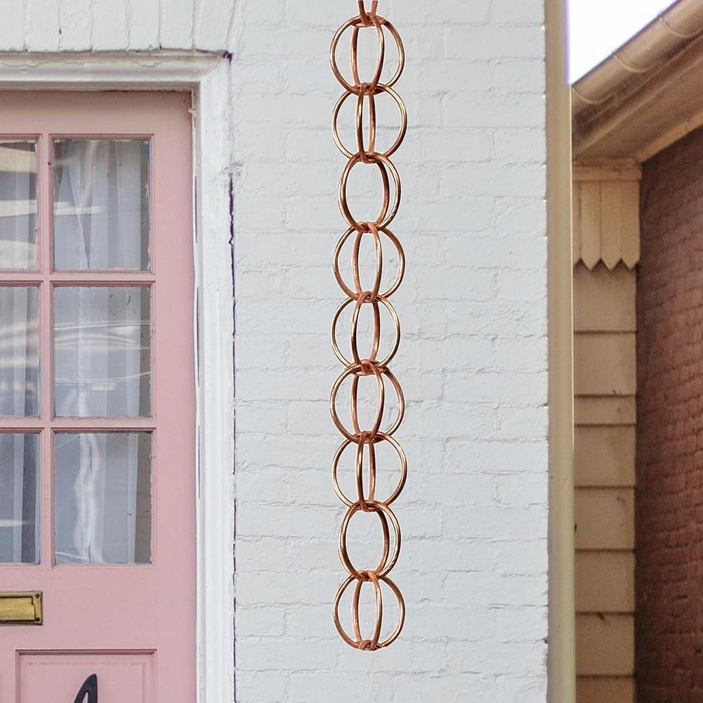 Catene da pioggia per grondaie, catena per grondaia, grondaia, collettore di acqua esterna, deviatore d'acqua decorativo, da giardino, decorazione per la casa, 1 m (anello)