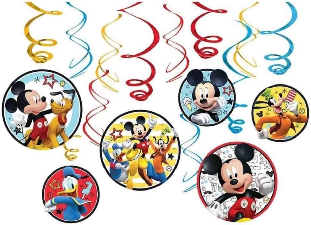 amscan Party Centre Mickey On The Go Swirl Decorations 12Pcs