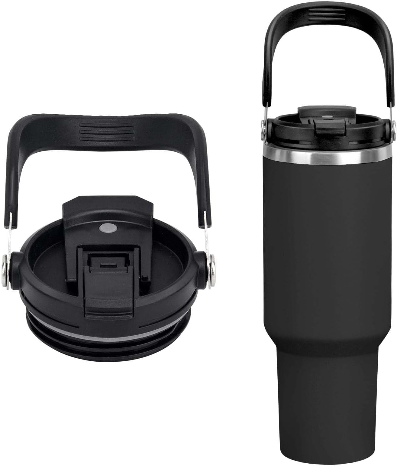 Lid Replacement Compatible with Stanley Quencher, Flip Straw Lid, Replacement Flip Tumbler lid for Stanley Quencher 40 oz, No spill, Stainless Steel Vacuum Insulated Tumbler, Black