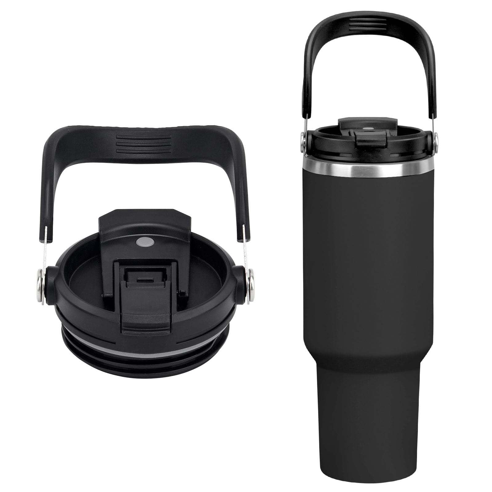 Lid Replacement Compatible with Stanley Quencher, Flip Straw Lid, Replacement Flip Tumbler lid for Stanley Quencher 40 oz, No spill, Stainless Steel Vacuum Insulated Tumbler, Black