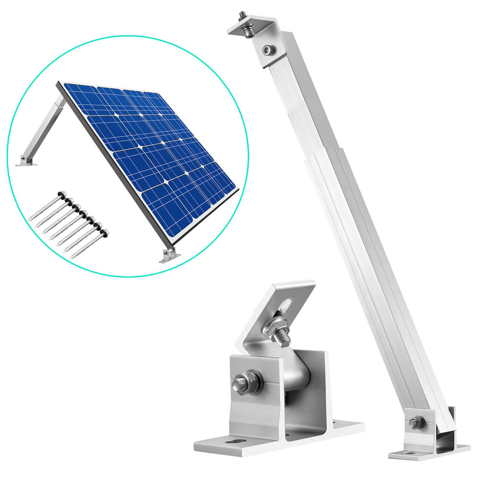 Soporte de montaje inclinable – Soporte para panel solar de aluminio | ajustable, soporte de alimentación | para instalación en tierra, estructura de montaje