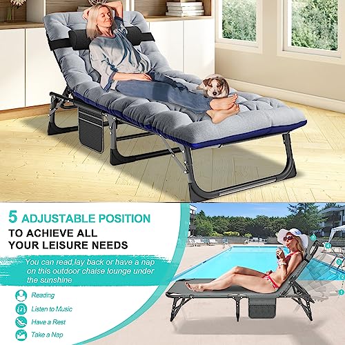 Aboron 2Pack Folding Chaise Lounges 4-Gear Patio Chairs Sun Tanning Adjustable Foldable Portable Beach Poolside Sunbathing Lounge Chairs #TOP4