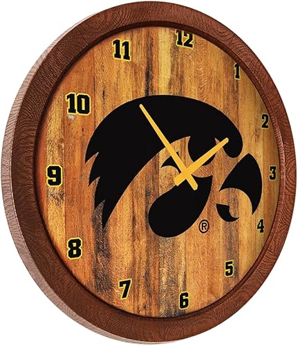 Miniatura 217 de The Fan-Brand NCAA Oklahoma Sooners: Faux Barrel Top Wall Clock Sports Team Bar Sign Décor - Home Man Cave, Party Decoration - Made On Demand