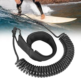 mizikuu 3.0 M Surf Leash, Coiled SUP Kajak Sicherheitsleine Surfboard Leash Leg Rope Strap Sup Fußseil Zubehör für Stand Up Paddle Board Kayak Longboard, Schwarz