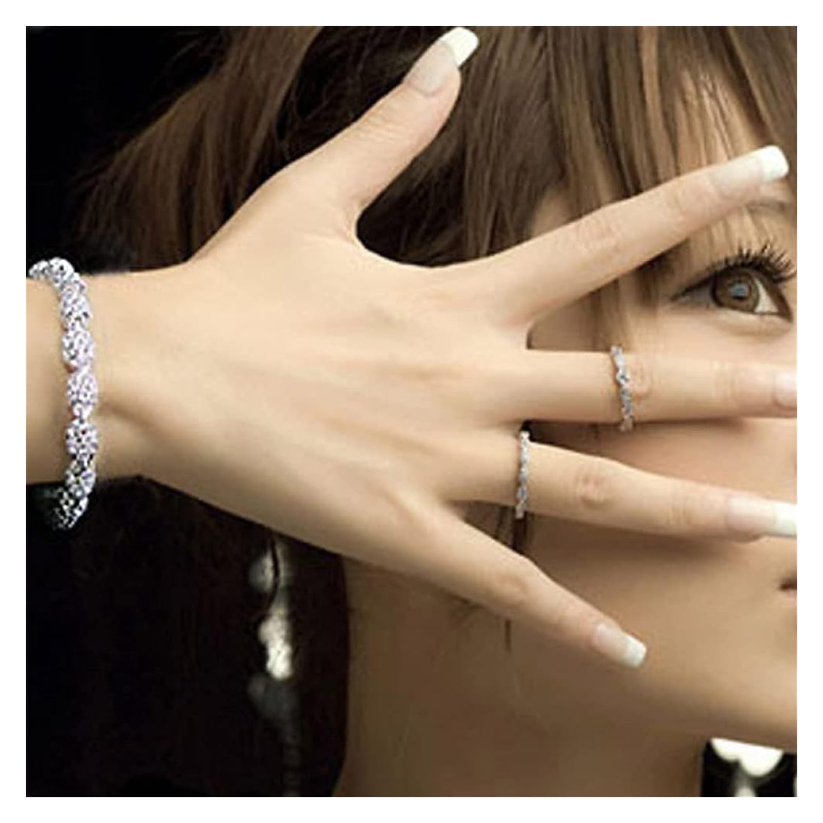 Bracciali Gioielli Bracciale in Argento da Donna Bracciale da Donna in Argento Sterling 925 con Perline vuote Perline