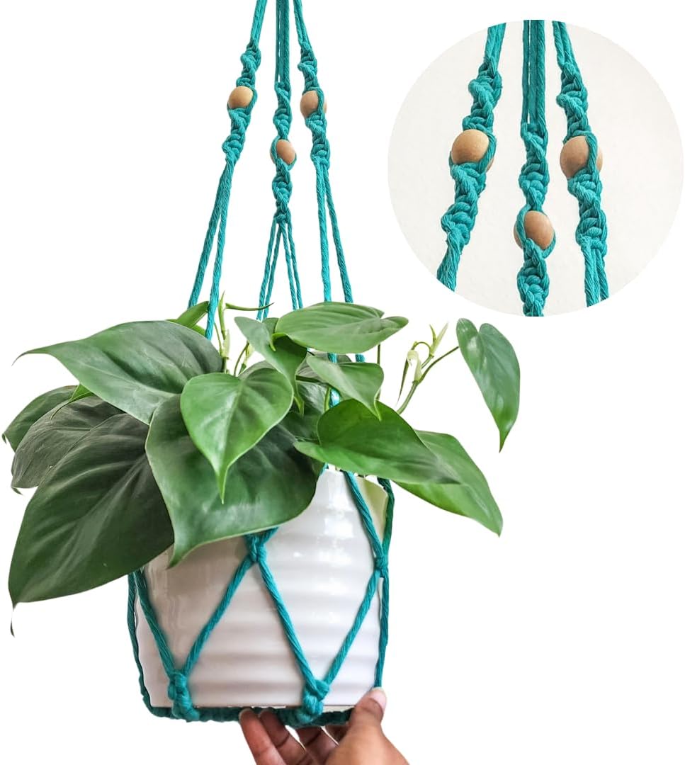 Macrame Plant Hanger 3ft Beaded Plant Hanger for pots 48