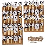  Cabilock Lot de 50 Supports Photo en Bois en Forme De Vache 10 Clips/Pinces Décoratives Créatives pour Photos Corde