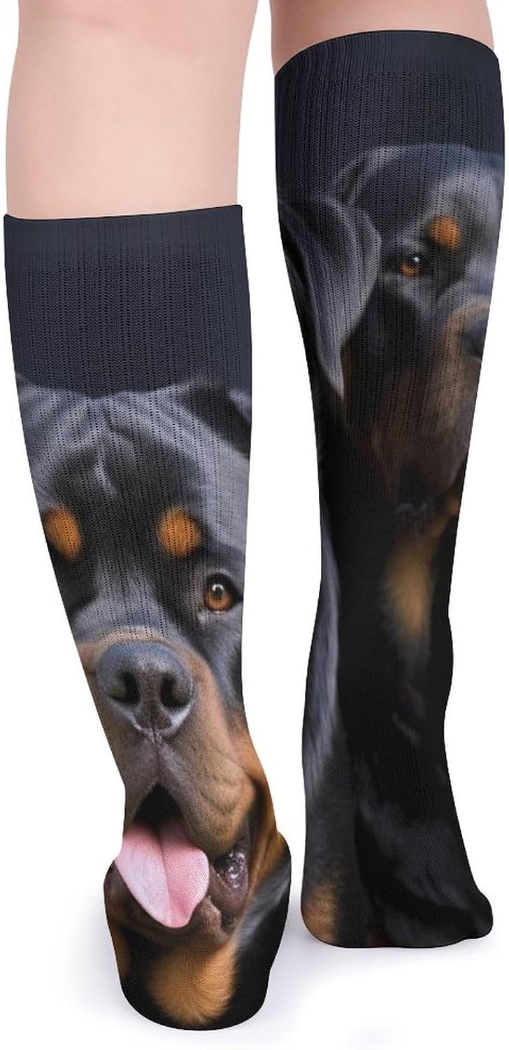 Breathable Crew Sock, Moisture Wicking, Athletic Calf Socks, Cozy | Dog Wallpaper Compression Socks for Women Men, Lightweight High Work Socks for Business, Casual