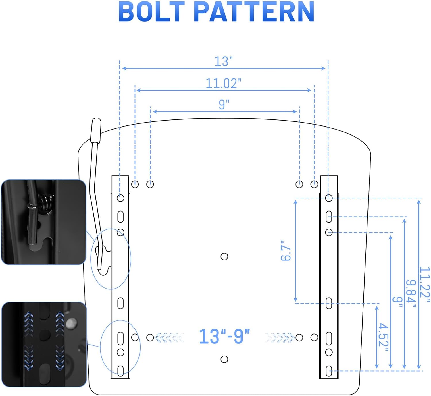 Universal Forklift Seat/Tractor Seat Compatible with Forklifts, Tractors, Zero-Turn Mowers, Skid Steers, Telehandlers, Backhoes, Excavators – Adjustable 120° Backrest,Sliding Rail, Armrest, Black