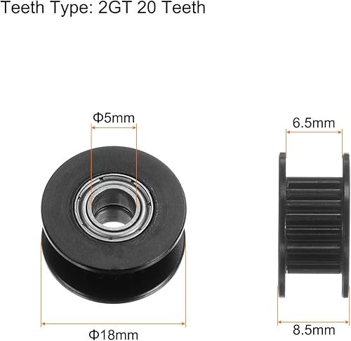 Miniatura 2 de HARFINGTON 5pcs 2GT Polea tensora 20 dientes 0.197 in diámetro 0.709 in diámetro correa dentada de aluminio para 0.236 in ancho cinturón 3D